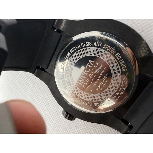 Invicta Pro Diver Mens Analog Watch 18026 50mm Stainless Steel Black Dial & Rubb - Picture 13 of 13